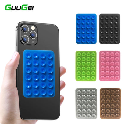 GUUGEI Suction Cup Wall Stand Mat Multifunctional Silicone Suction Phone Holder Square Anti-Slip Single-Sided Leather Case Mount